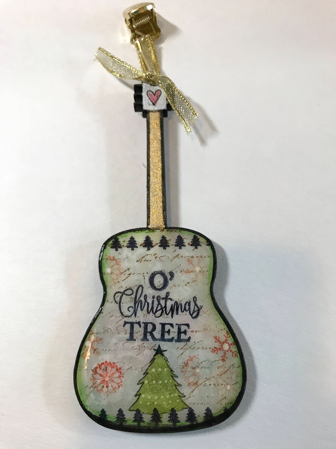 Guitar Ornament O' Christmas Tree Christmas Music Wood Etsy