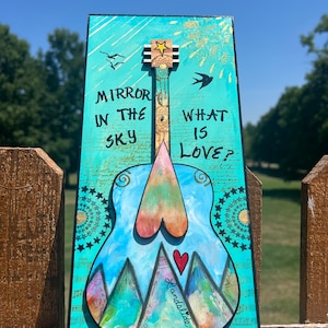 Landslide, Stevie Nicks, mountains, music inspired, Guitar, Fleetwood Mac, music decor,  gift for mom, unique gift, teal, aqua, inspiring