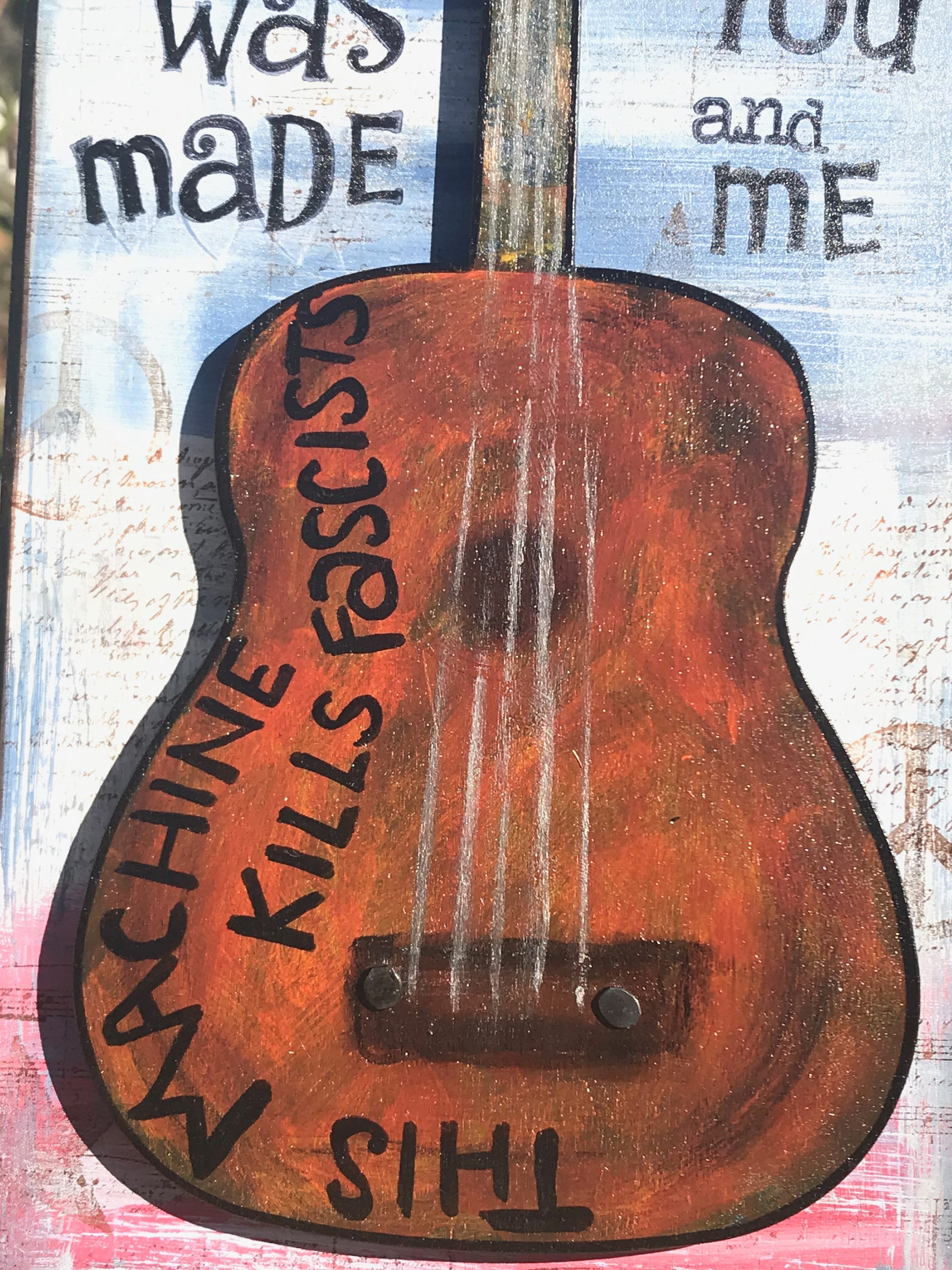 Woody Guthrie Guitar Art This Machine Kills Fascists This Etsy