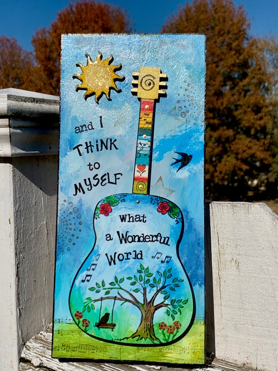 What a Wonderful World, Guitar, Music, Louis Armstrong, Tree Art
