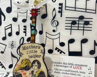 Rolling Stones, guitar, Mothers Little Helper, small gift, vinyl collector, gift for mom, gift for mom, music gif, unique ornament, musician