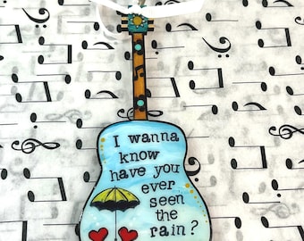 CCR guitar ornament, Have you ever seen the rain, classic rock, credence Clearwater Revival, gift for dad, small gift, husband, musician,