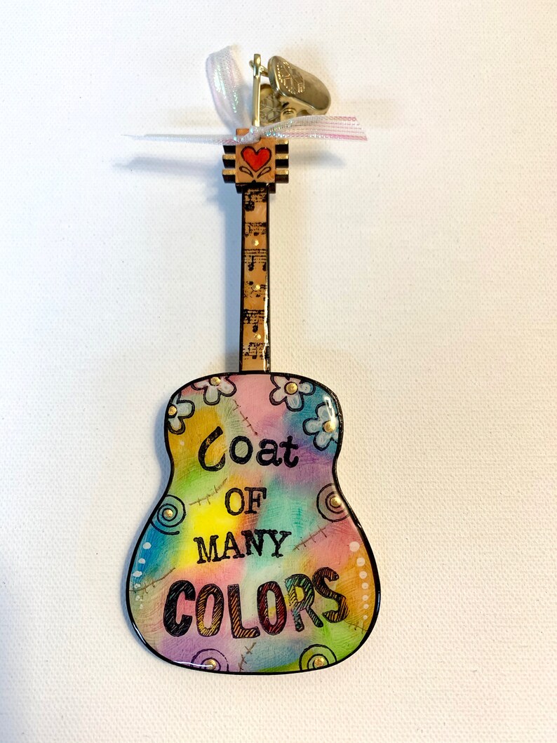 Dolly Parton Guitar Ornament Coat of Many Colors Gift for Etsy
