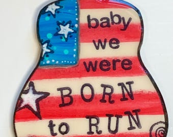 Born To Run, Guitar, Ornament, Bruce Springsteen, the Boss, USA, classic rock, gift for dad, small gift, New Jersey, husband, musician