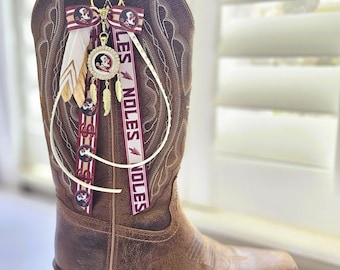 FSU Boot Bows – Florida State Seminoles Cowgirl Boot Accessories – Cowgirl Boot Jewelry – College Football Gameday Tailgate Outfit