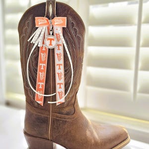 Tennessee Vols Boot Bows – UT Volunteers Game Day Boot Accessories – Cowgirl Boot Jewelry – Vols Tailgate Outfit
