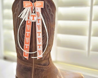 Tennessee Vols Boot Bows – UT Volunteers Game Day Boot Accessories – Cowgirl Boot Jewelry – Vols Tailgate Outfit