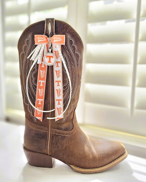 Tennessee Vols Boot Bows – UT Volunteers Game Day Boot Accessories – Cowgirl Boot Jewelry – Vols Tailgate Outfit