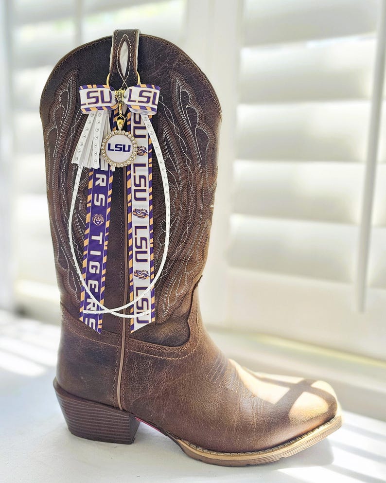 Lsu Boot Ribbons LSU Boot Bows – Louisiana State University Game Day Boot Accessories ...