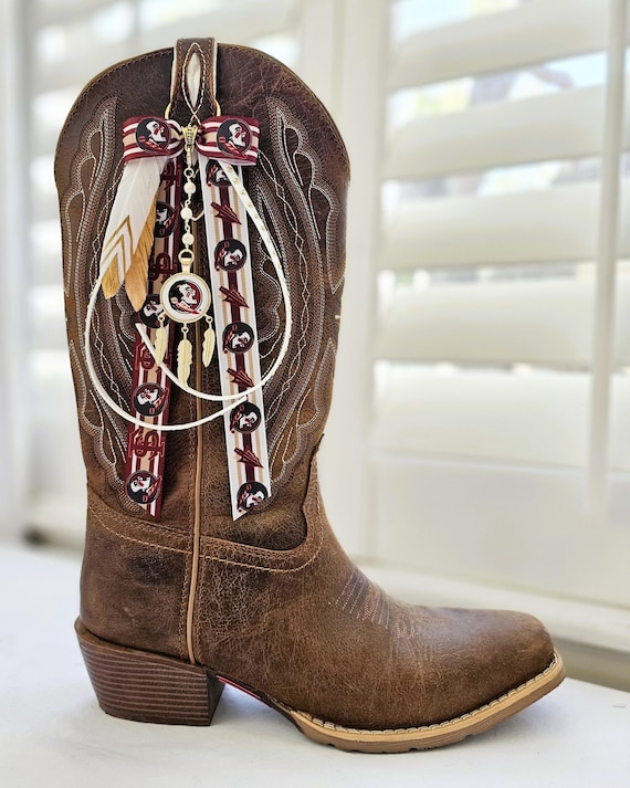 FSU Boot Bows – Florida State Seminoles Cowgirl Boot Accessories – Cowgirl Boot Jewelry – College Football Gameday Tailgate Outfit