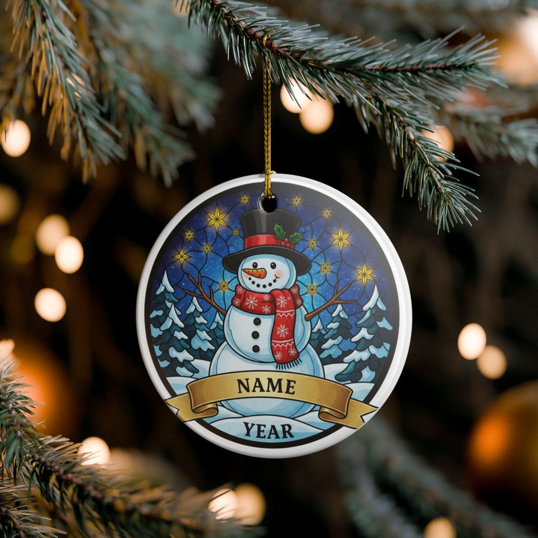 Personalized Stained Glass Snowman Ornament: Custom Holiday Keepsake - Etsy