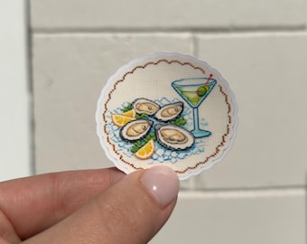 Oysters & Martinis Needlepoint Sticker