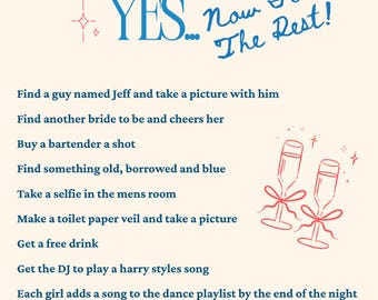 Bewerkbare vrijgezellenspeurtocht, activiteit vrijgezellenfeest, download canva-sjabloon