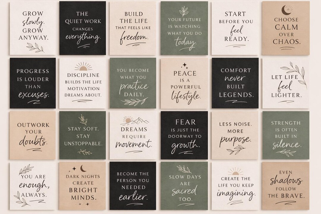 Minimalist Motivational Quote Poster Set – 26 Printable Wall Art ...