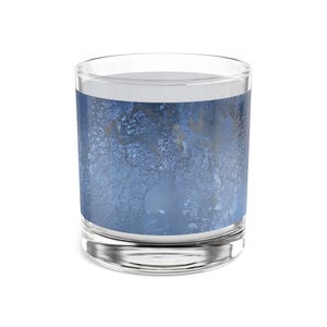 Stylish Blue Rocks Glass, 10oz Whiskey Glass, Perfect for Home Bars, Unique Gift for Him, Wedding, Birthday Celebration