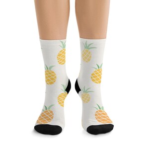 Pineapple Design Recycled Poly Socks, Fun Eco-Friendly Socks, Gift for Plant Lovers, Casual Wear, Summer Essentials