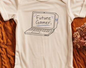 Hand-Drawn Laptop Sketch Infant Bodysuit | Future Gamer Baby Onesie, Gamer Baby Bodysuit, Video Game Baby Outfit