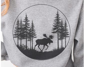 Moose Hoodie, Unisex Adventure Sweatshirt, nature lover gift, Size S-5XL