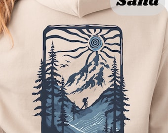Mountain Adventure| size S-5XL, oversized hoodie, hiker design, camping hoodie