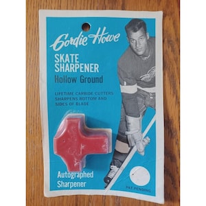 Zabytkowa temperówka do łyżew Gordie Howe Hollow Ground z autografem do hokeja