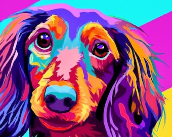 Long Hair Dachshund - Doxie print - Digital Print With Mat - Dog Art - Dachshund Art - Hand Signed Art - Fun Art Print