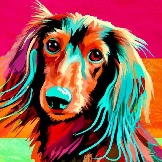 Long Haired Dachshund Pop Art Print Doxie Wall Art Long Hair