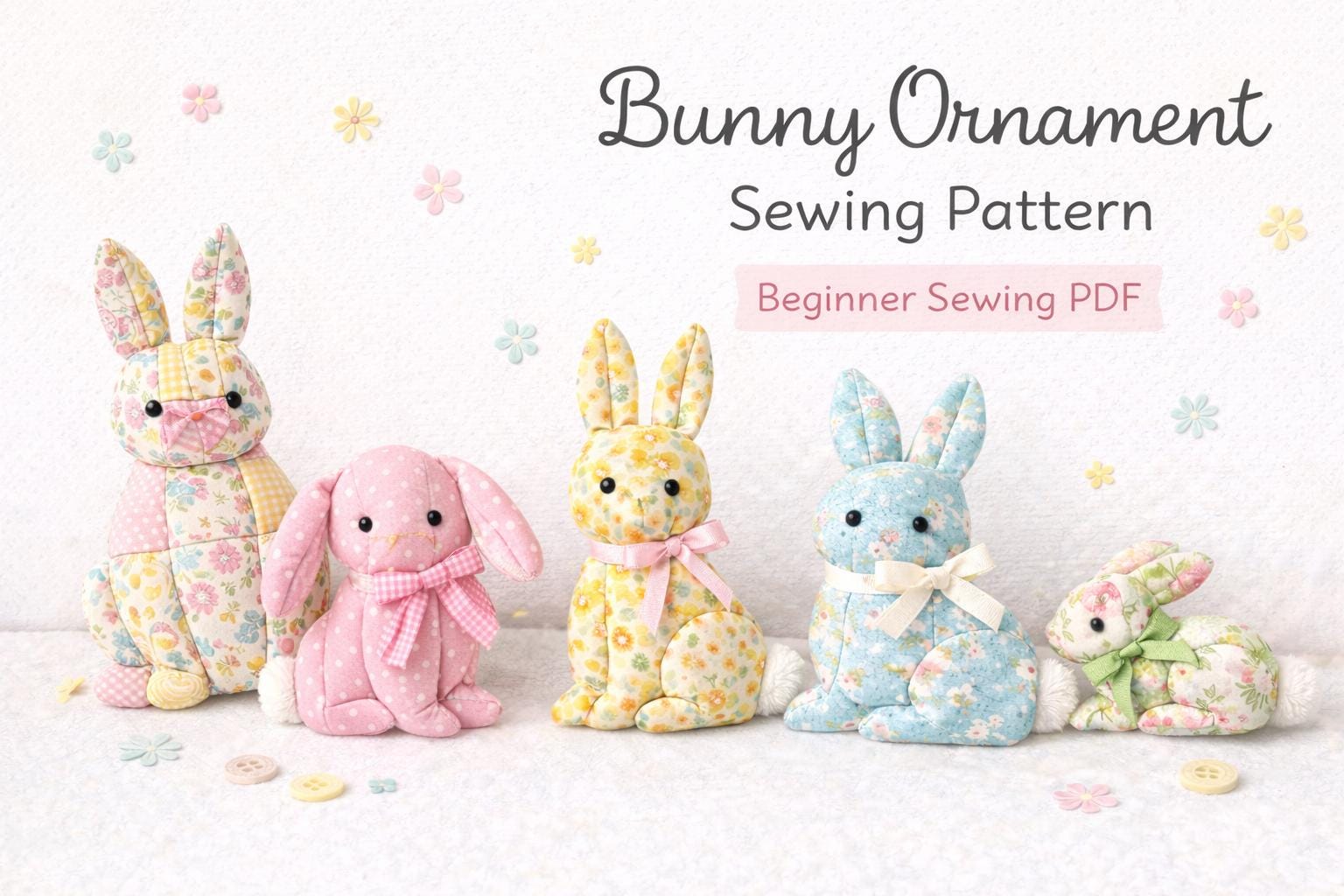 Bunny Ornament PDF Sewing Pattern | Beginner Friendly | Patchwork ...