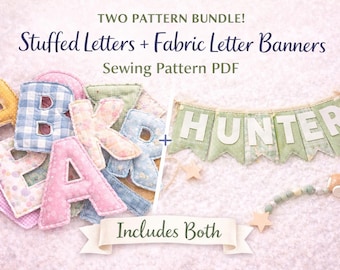 Stuffed Fabric Letters + Name Banner Sewing Pattern Bundle (PDF)