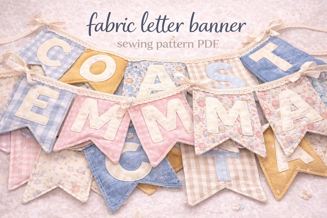 Fabric Letter Banner Sewing Pattern PDF | Custom Name Alphabet | Baby ...