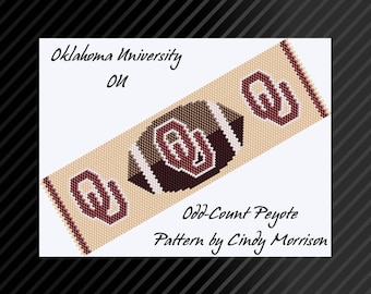 Oklahoma University OU Odd- or Even-Count Peyote Stitch Bracelet Pattern