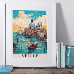 Poster di viaggio di Venezia stampabile - Arte murale vintage italiana, download digitale del canale di Venezia, decorazione retrò della città europea, stampa italiana