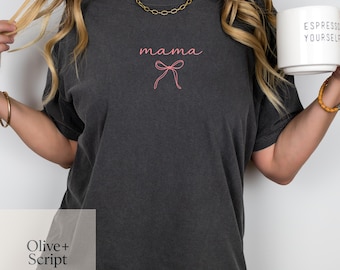 Blush Pink Mama Bow PNG | DTG Sublimation Design (Digital Download)