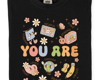 Retro You Are Enough Teacher SVG | Positive Affirmation Design (Digital Download)
