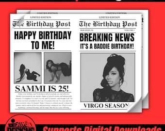 Geburtstag Zeitungsvorlage: Bearbeitbares Canva Party Poster (Digitaler Download)