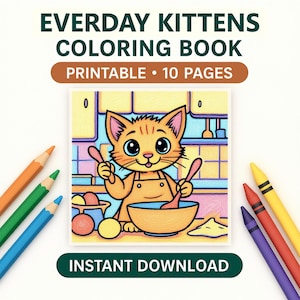 Livre de coloriage imprimable chaton pour enfants – téléchargement numérique