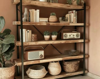 Handmade Solid Wood Bookshelf with Wooden Legs, Mid Century Modern Bookcase, Custom Walnut Bookshelf
