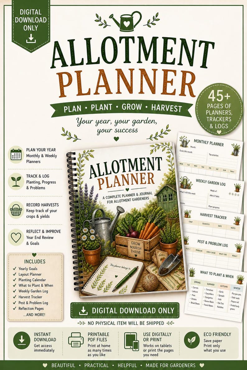 Allotment Planner Printable | Garden Journal PDF (digital Download) - Etsy