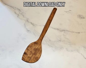 May include: A wooden cooking spatula with a long handle and a wide, flat head featuring a visible wood grain pattern. The text "DIGITAL DOWNLOAD ONLY" is printed in black capital letters above the spatula.