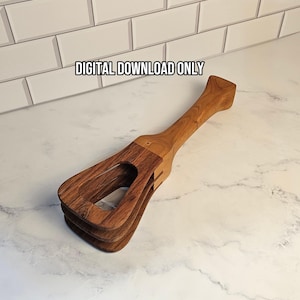 May include: A wooden kitchen utensil with a long handle and a three-layered, slotted head featuring a dark brown wood grain finish on the head and a lighter brown wood grain on the handle, with the text DIGITAL DOWNLOAD ONLY visible.