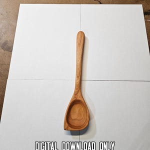 May include: A wooden spoon with a rounded bowl and a long handle. The spoon is made of light brown wood and has a smooth finish. The text "DIGITAL DOWNLOAD ONLY" is printed at the bottom of the image.