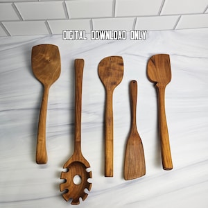 Wooden Kitchen Utensil Template Bundle (5 Designs) PDF | RogueGrainCo