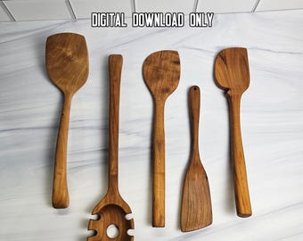 Wooden Kitchen Utensil Template Bundle (5 Designs) PDF | RogueGrainCo