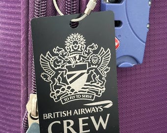 British Airways Personalized Crew & Pilot Luggage Tags - Anodized Aluminum, Ultra-Thin - Set of 2
