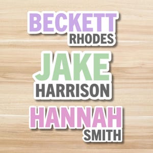 Custom Name Stickers First and Last, Personalized Full Name Vinyl Decals for School Supplies, Water Bottles, Laptops, Lunchboxes, Gift Bag