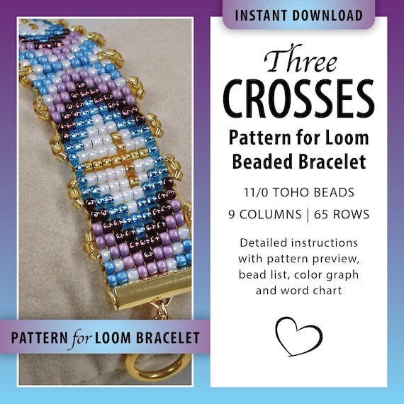 Three Crosses Beaded Loom Bracelet Pattern, Christian Jewelry (Digital Download)