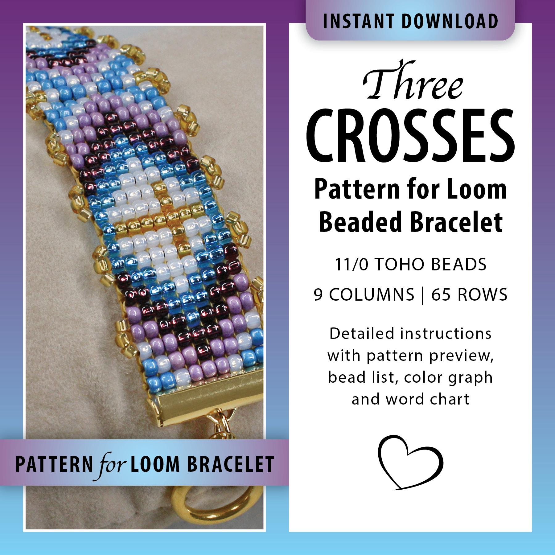 Loom Pattern Cross Three Crosses Beaded Loom Bracelet Pattern, Christian Jewelry (digital ...