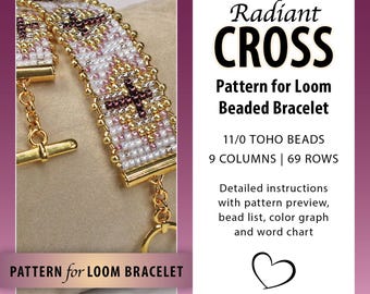 Radiant Cross Beaded Loom Bracelet Pattern, Christian Jewelry (Digital Download Pattern)