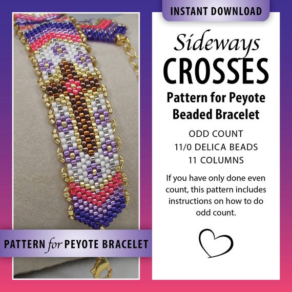 Peyote Odd Count Beaded Pattern, Sideways Cross, Original Design