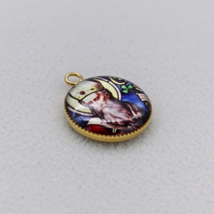 Handmade Saint Patrick charm, stain glass window image of Saint Patrick, patron saint of Ireland, charm for bracelet, pendant for necklace