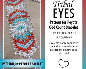 Tribal Eyes Bracelet Pattern, Peyote Stitch, Southwestern Jewelry (Digital Download PDF)